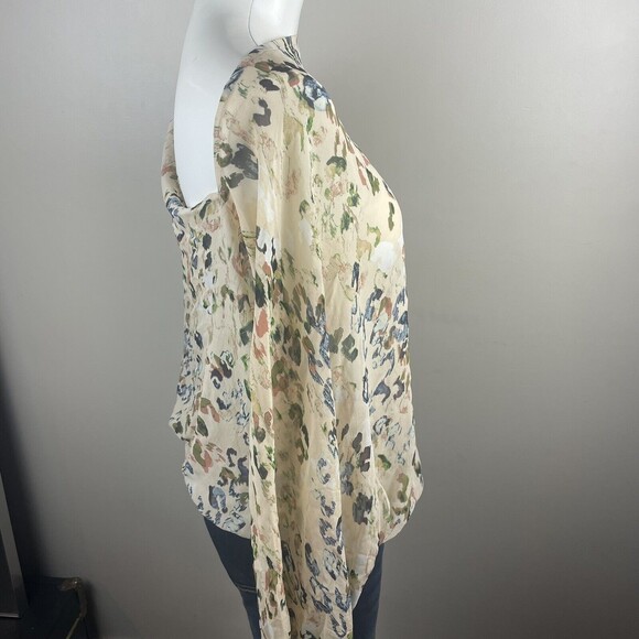 Rory Beca Ivory Print Silk Blouse Asymmetrical Size XS - Picture 5 of 13